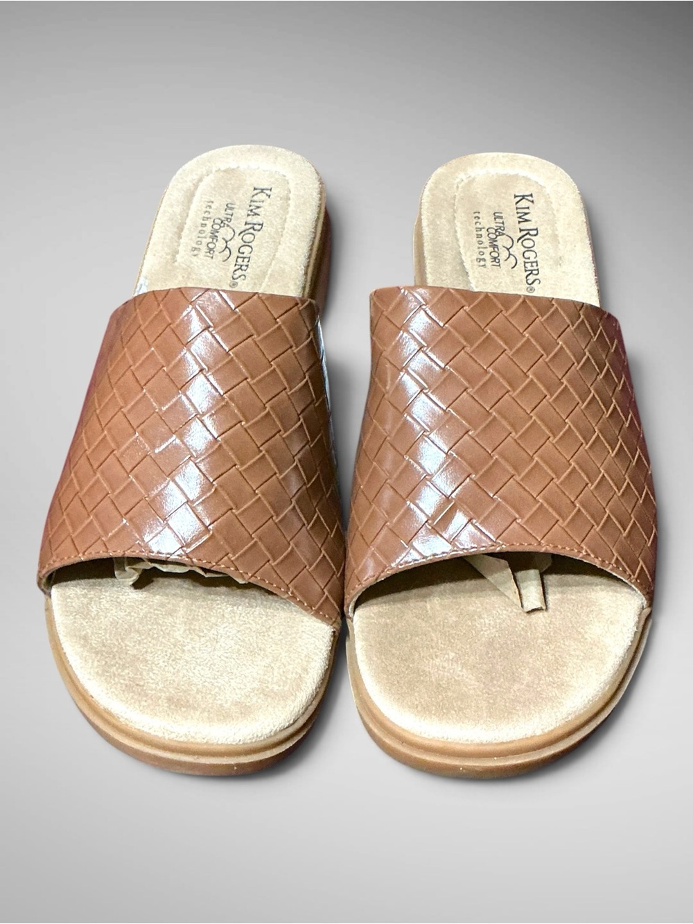 Kim Rogers Rabecky Brown Woven Slide Sandals Ultra Comfort 8.5W NWT